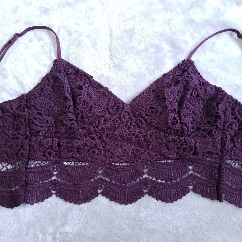 PacSun/LA Hearts Burgundy Lace CropTop Bralette XS